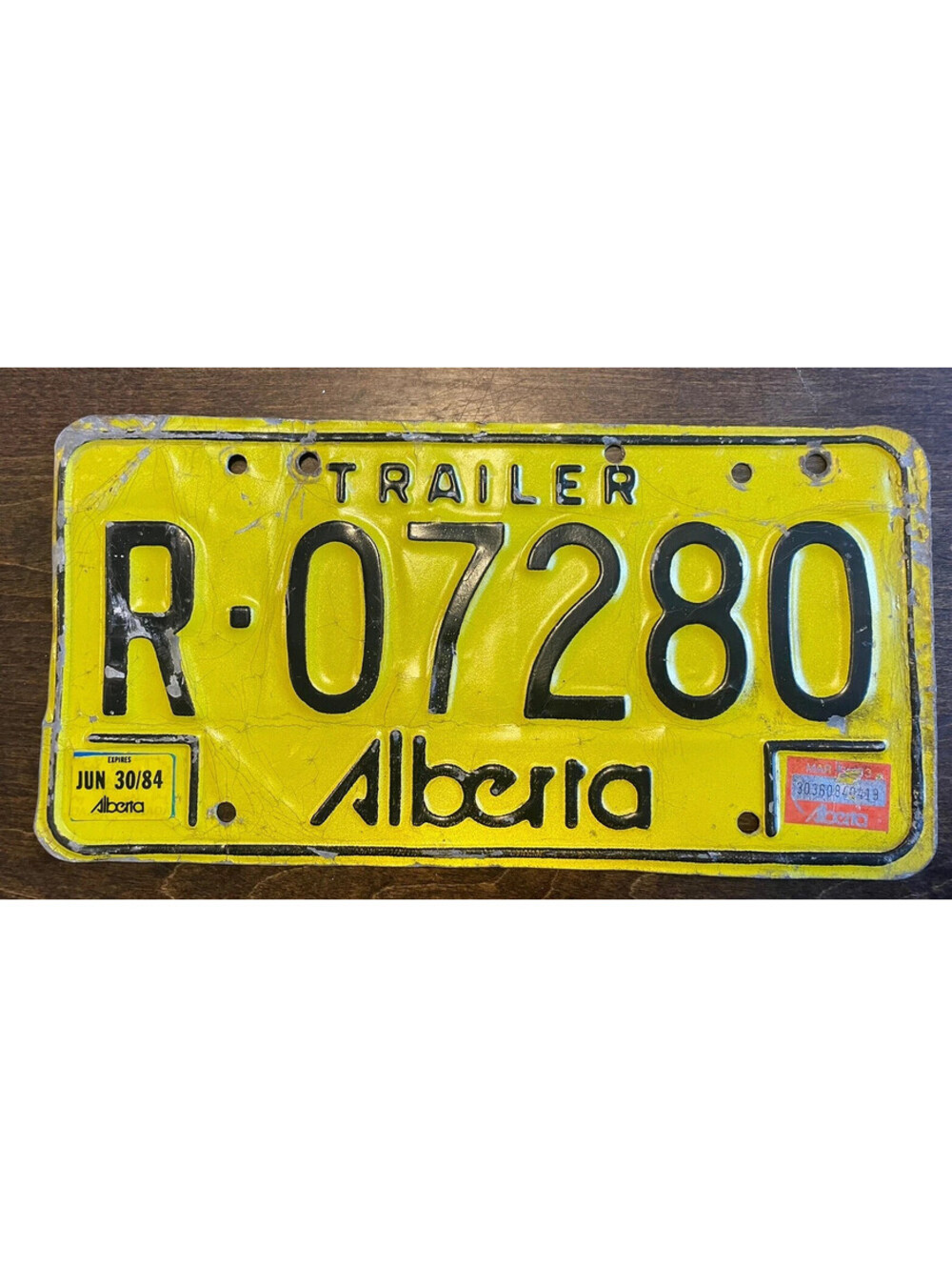 Alberta License Plate AB Canada Trailer Vintage Expired 1984 1985 R07280 Sign